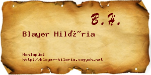 Blayer Hilária névjegykártya